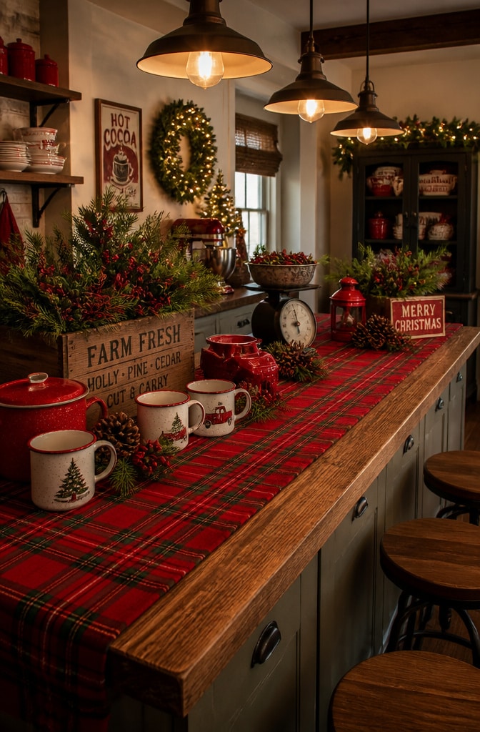 Classic Red Plaid Country Kitchen Christmas