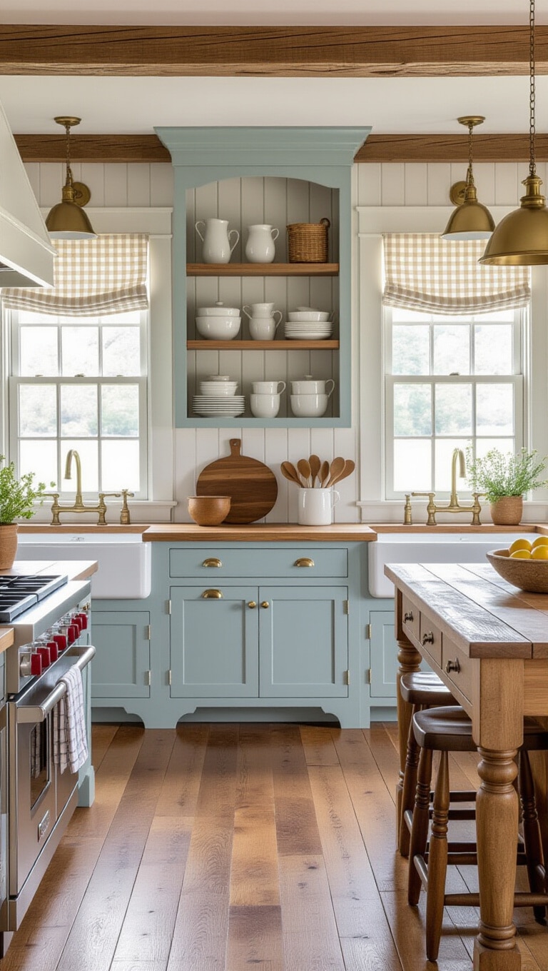 Classic Sky Blue Farmhouse Kitchen