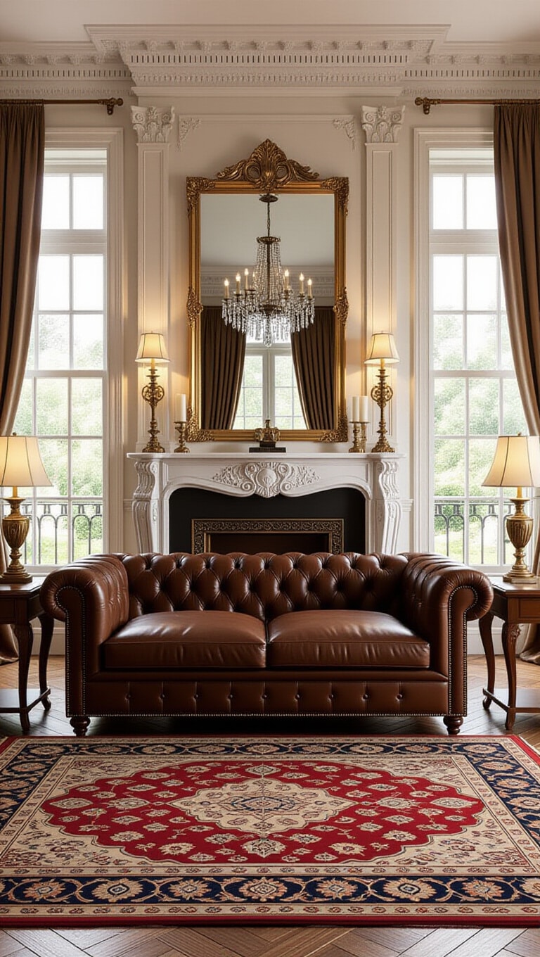 Classic Traditional Brown Couch Living Room