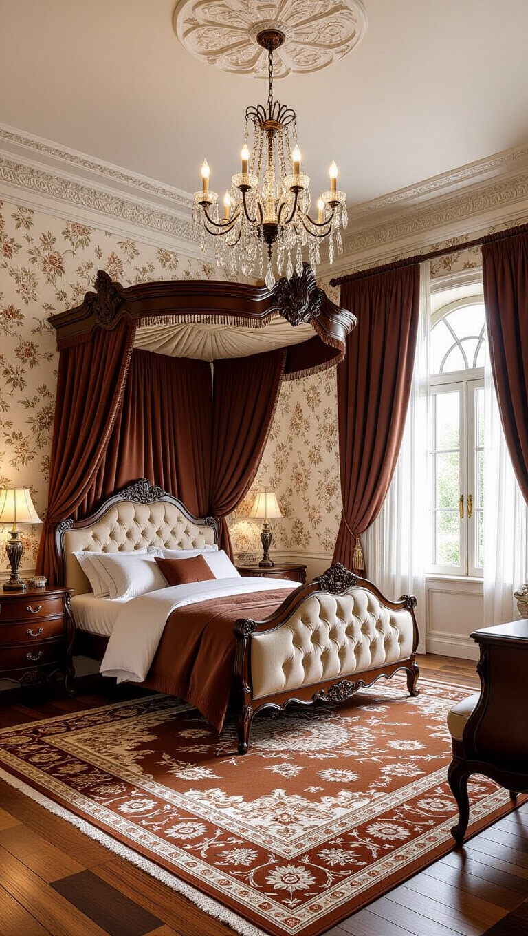 Classic Victorian Brown and Cream Bedroom