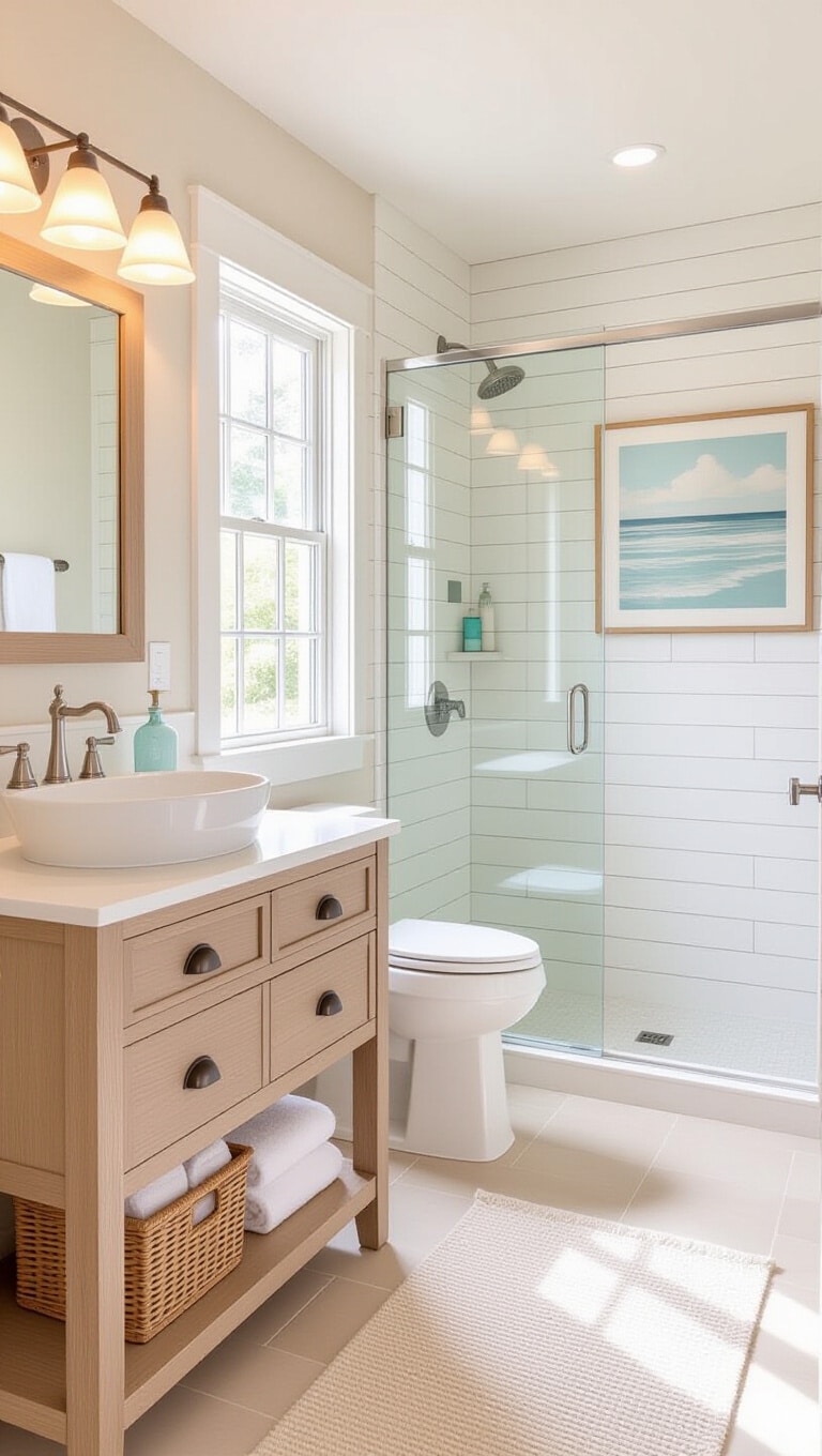 Coastal Beach-Inspired Guest Bathroom