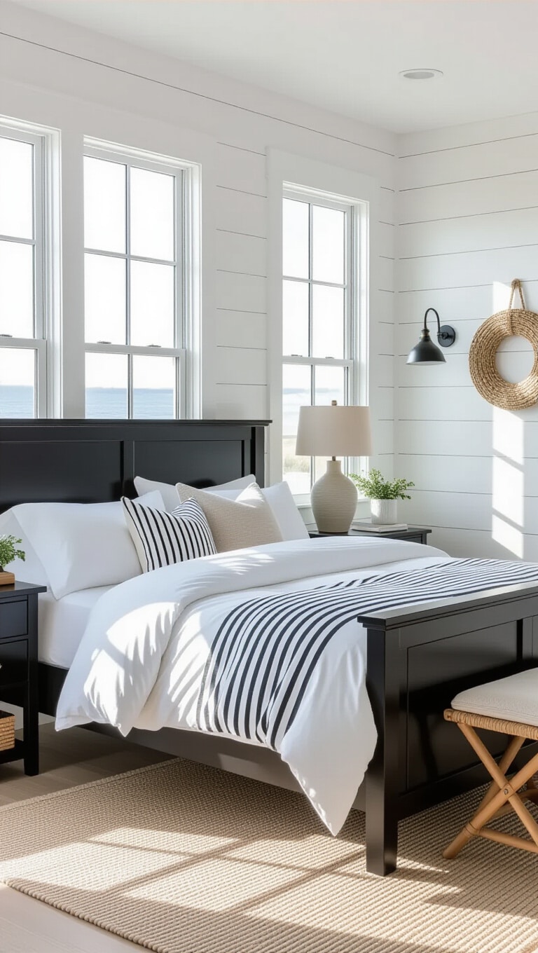 Coastal Black and White Beach Bedroom