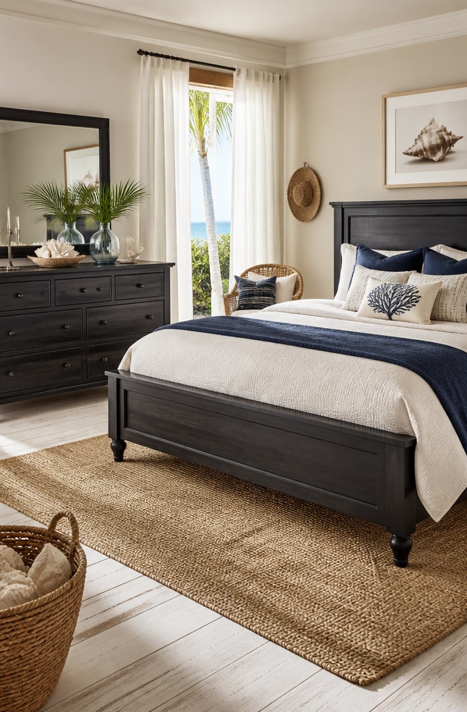 Coastal Black Driftwood Bedroom