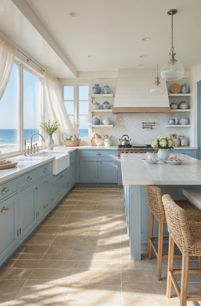 Coastal Blue Beach House Kitchen