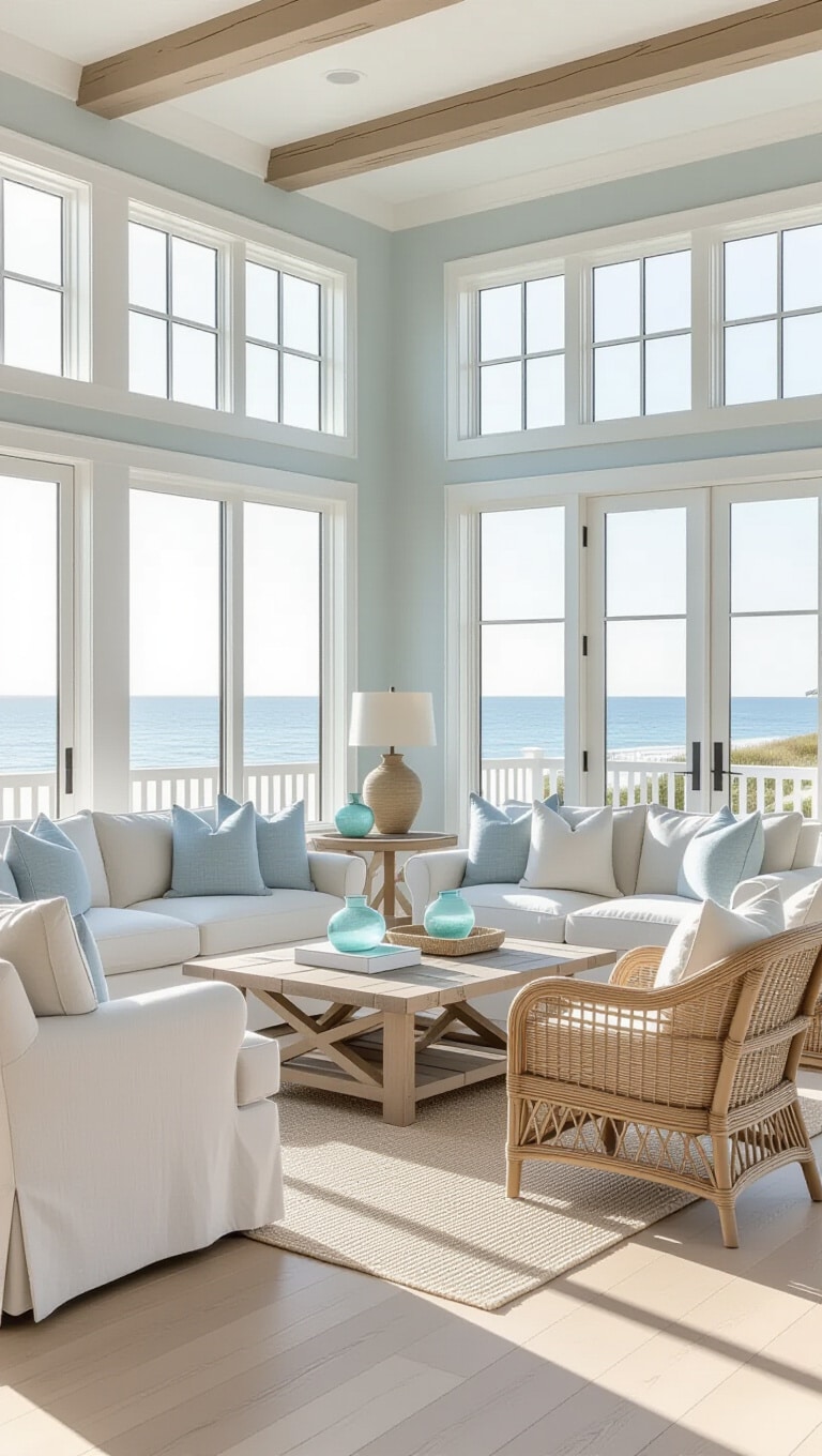 Coastal Blue Grey Living Room