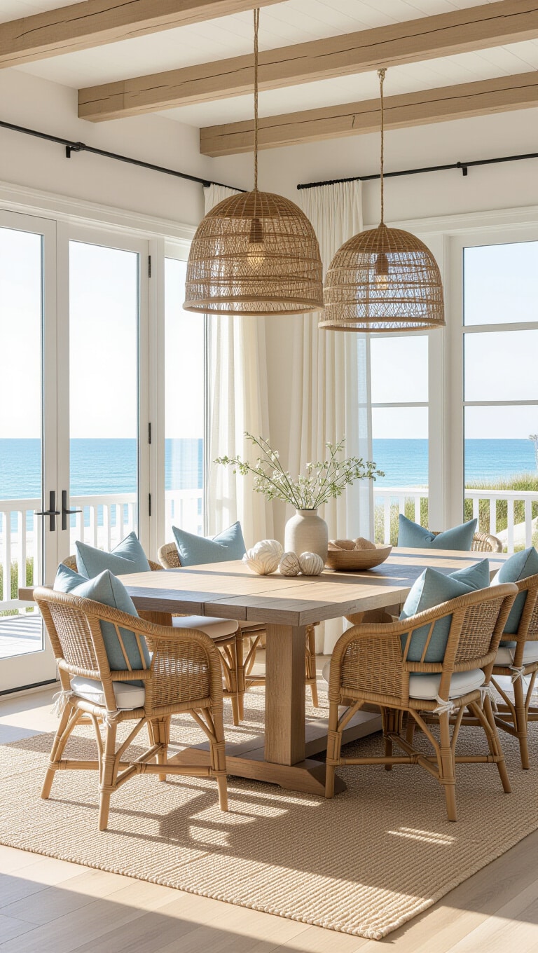 Coastal Boho Beach House Dining Room