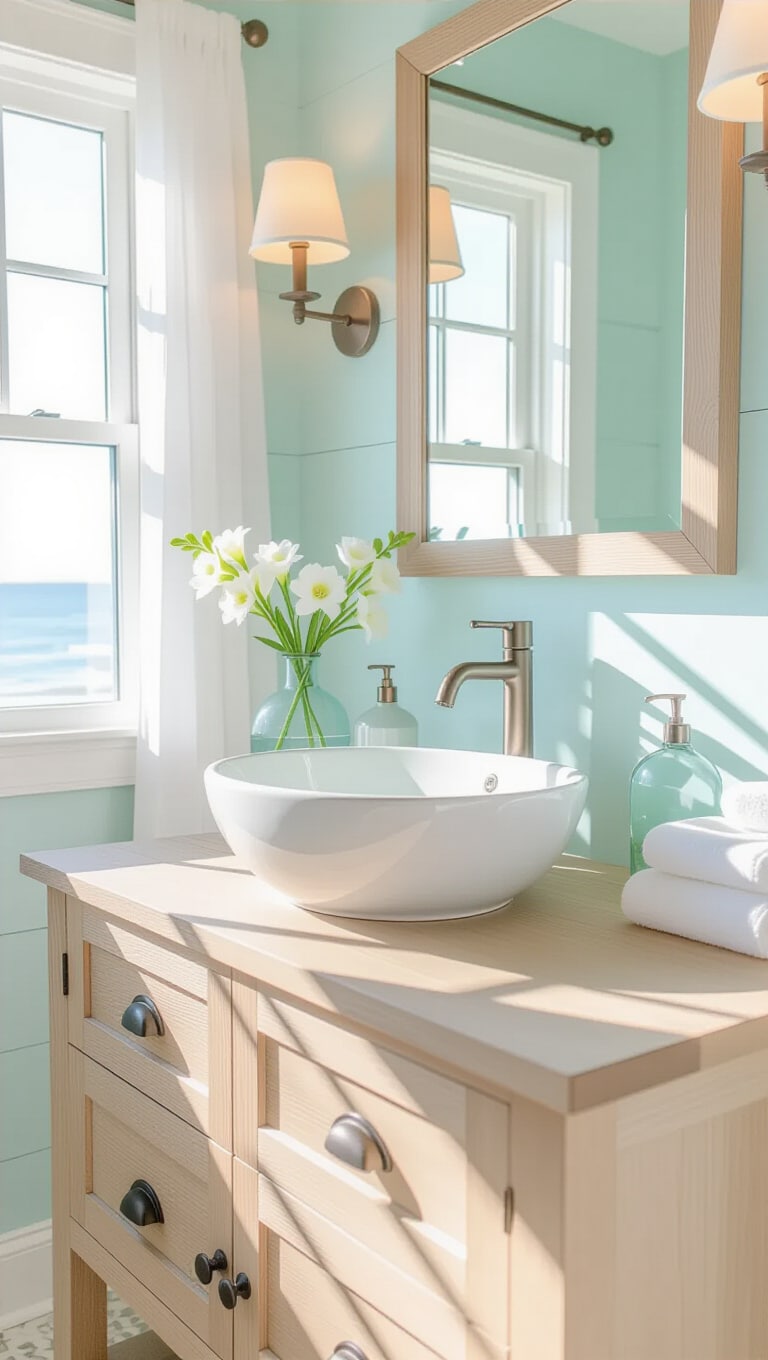 Coastal Breeze Marble Sink Bathroom