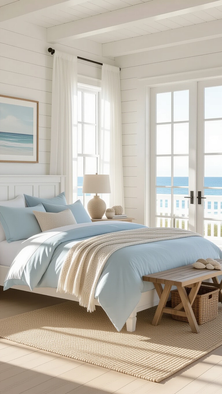 Coastal Breeze White Wall Bedroom