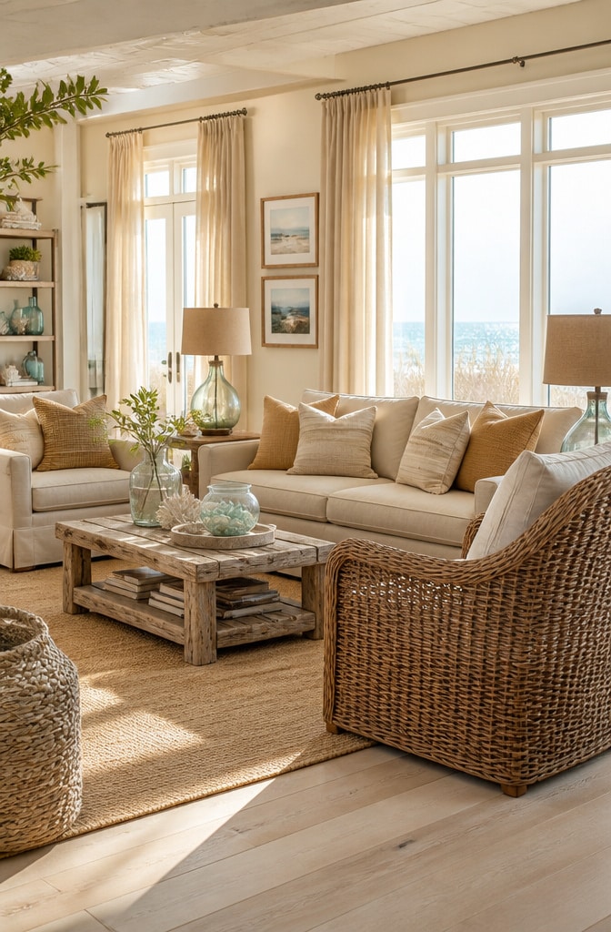 Coastal Brown and Beige Living Room