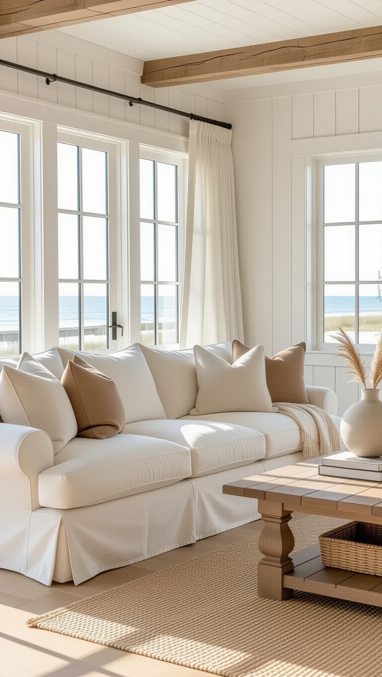 Coastal Brown and Cream Living Room