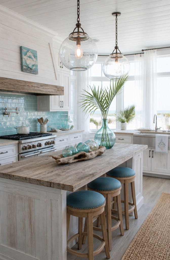 Coastal Brown Driftwood Countertops Kitchen