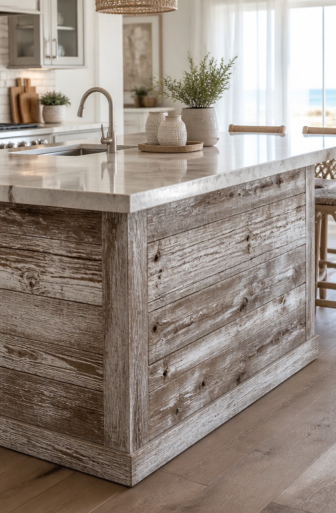 Coastal Brown Driftwood Style Kitchen Island