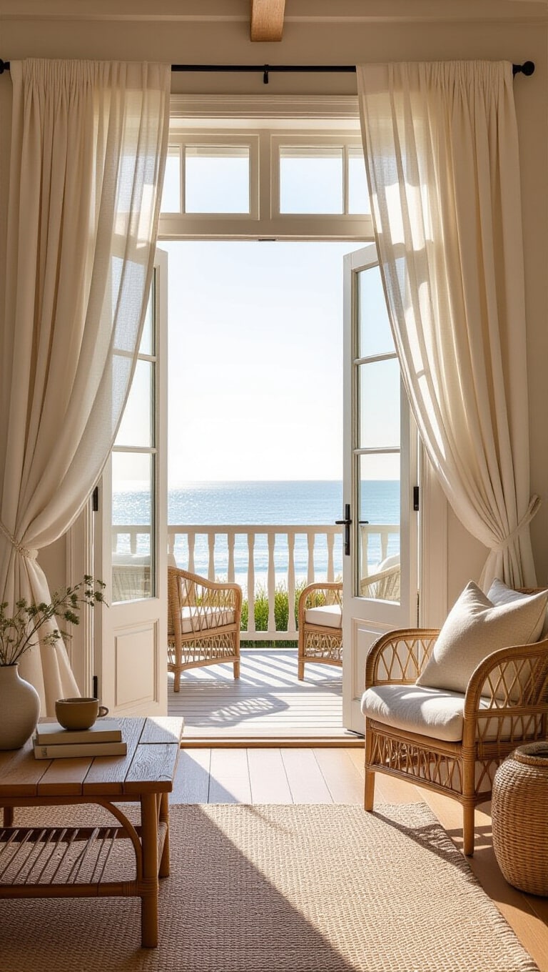 Coastal Brown Sheer Curtains with Breeze