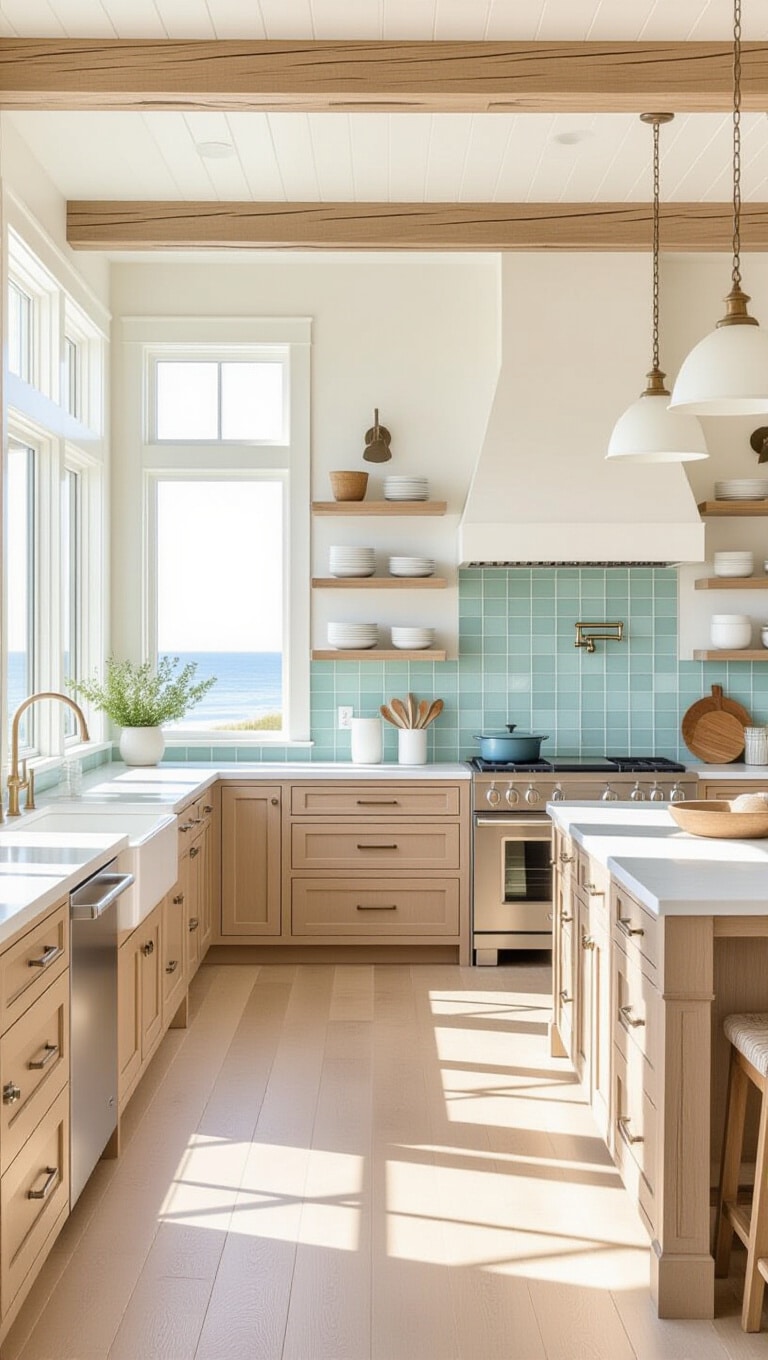 Coastal Brownwashed Painted Cabinets