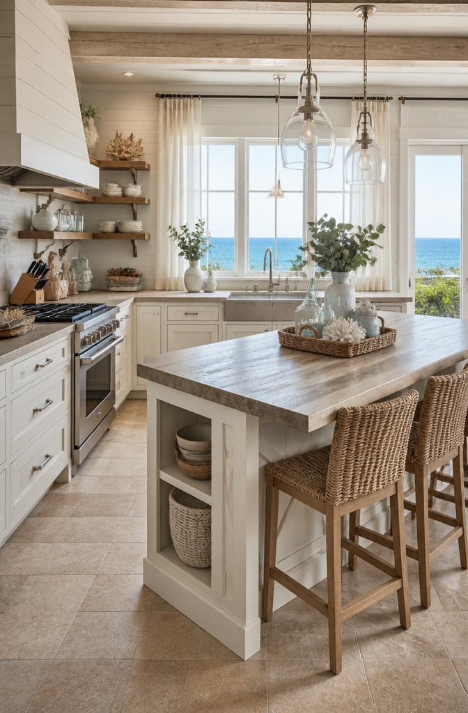Coastal Cream and Driftwood Brown Kitchen