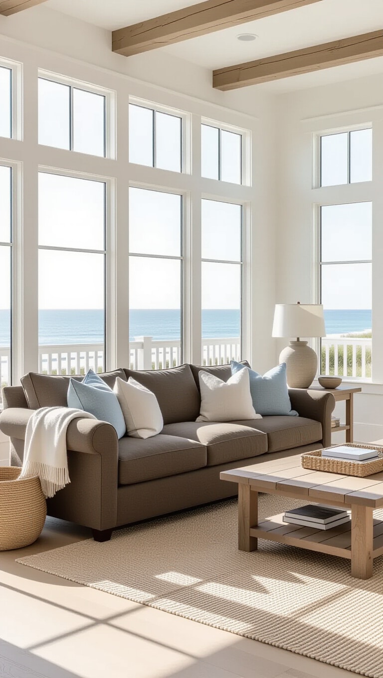 Coastal Dark Brown Couch Living Room Retreat