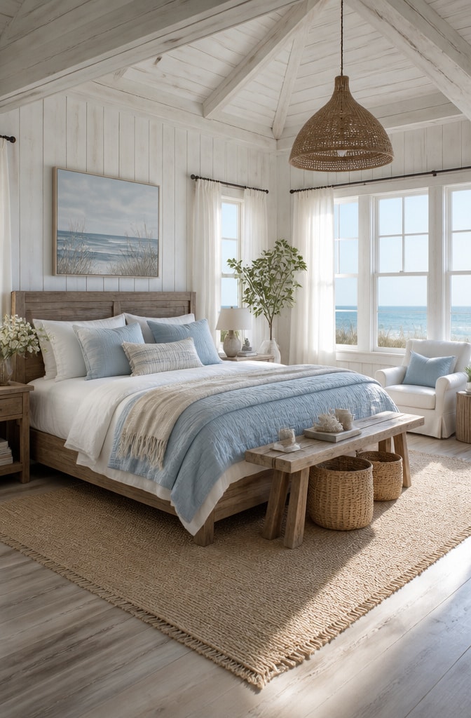 Coastal Farmhouse Bedroom Retreat