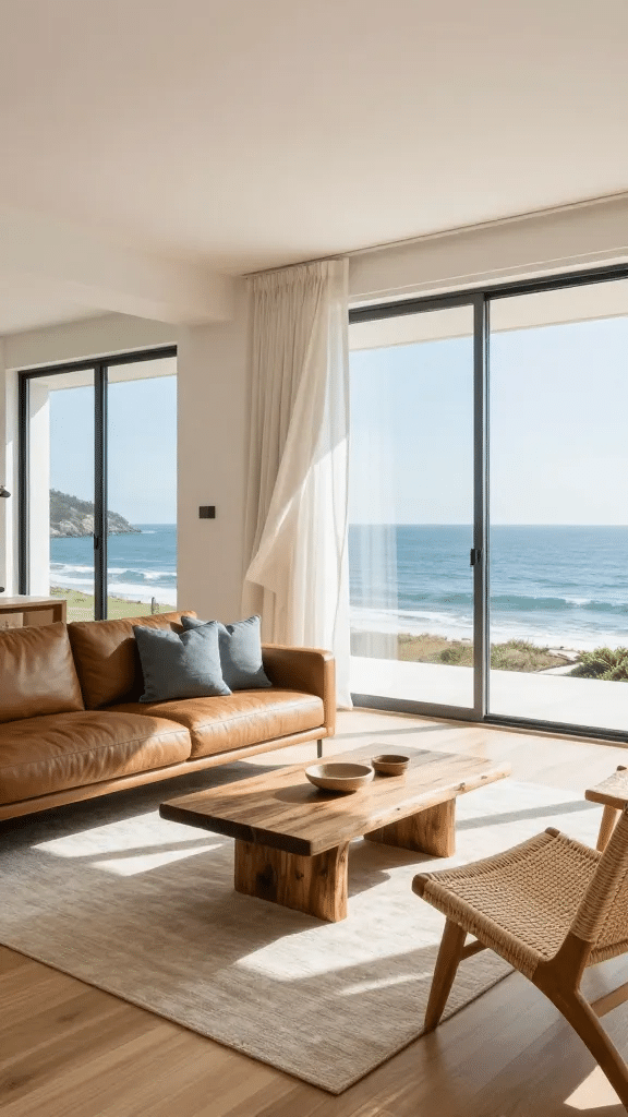 Coastal Modern Brown Living Room