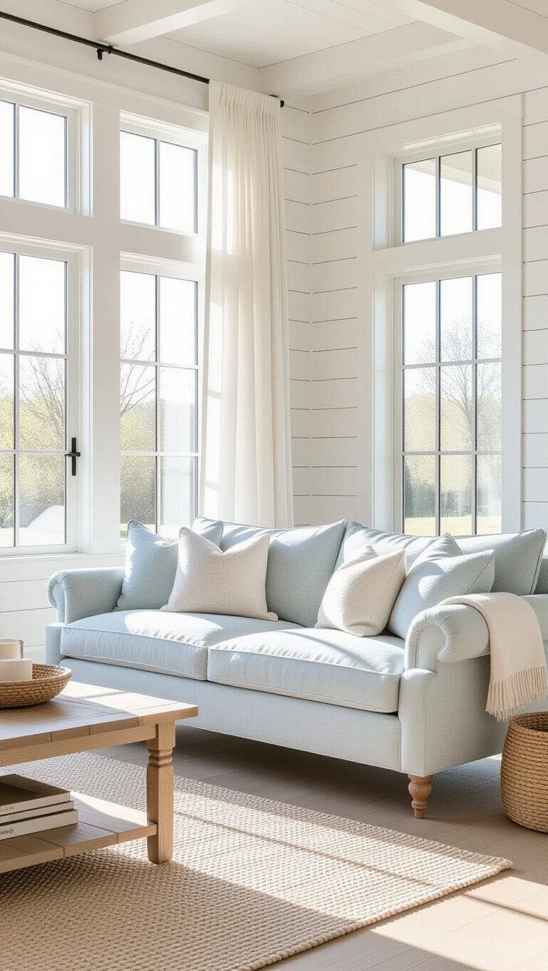 Coastal Serenity Light Blue Couch Living Room