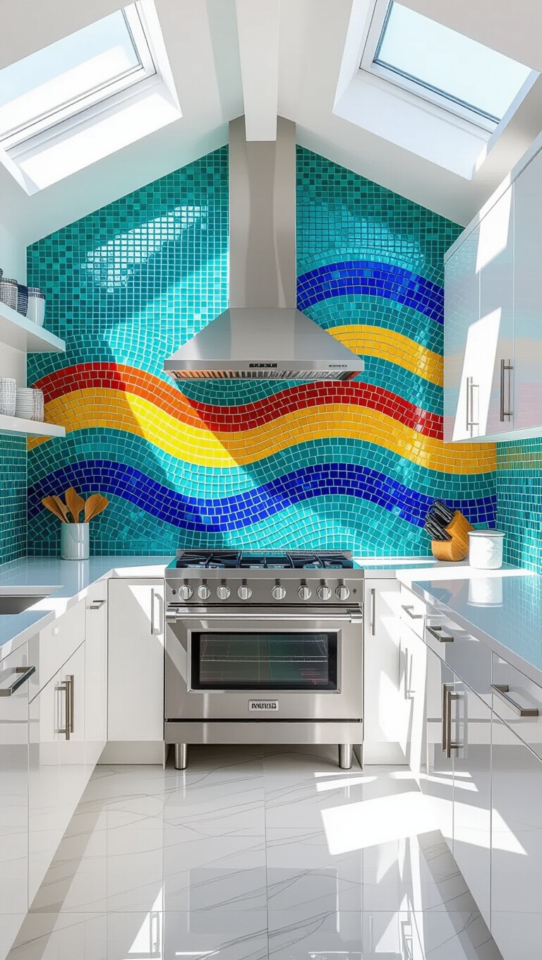 Colorful Glass Mosaic Tile Backsplash