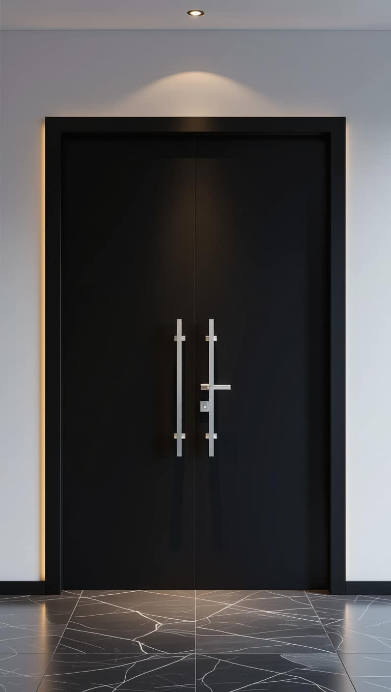 Contemporary Black Matte Double Doors