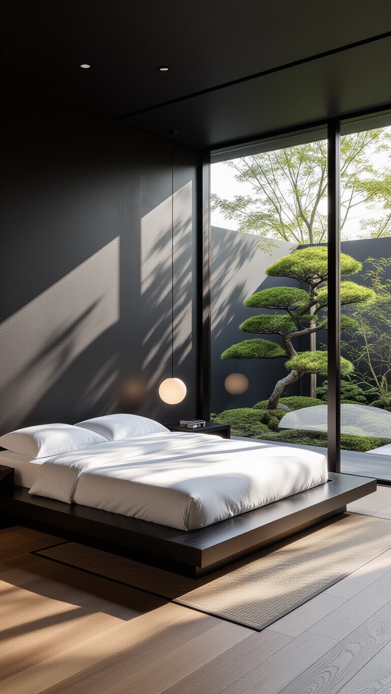 Contemporary Black Zen Bedroom