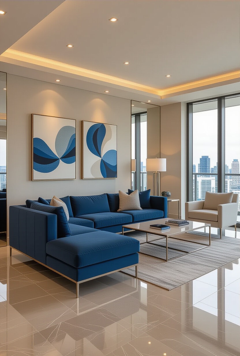 Contemporary Blue and Beige Elegance