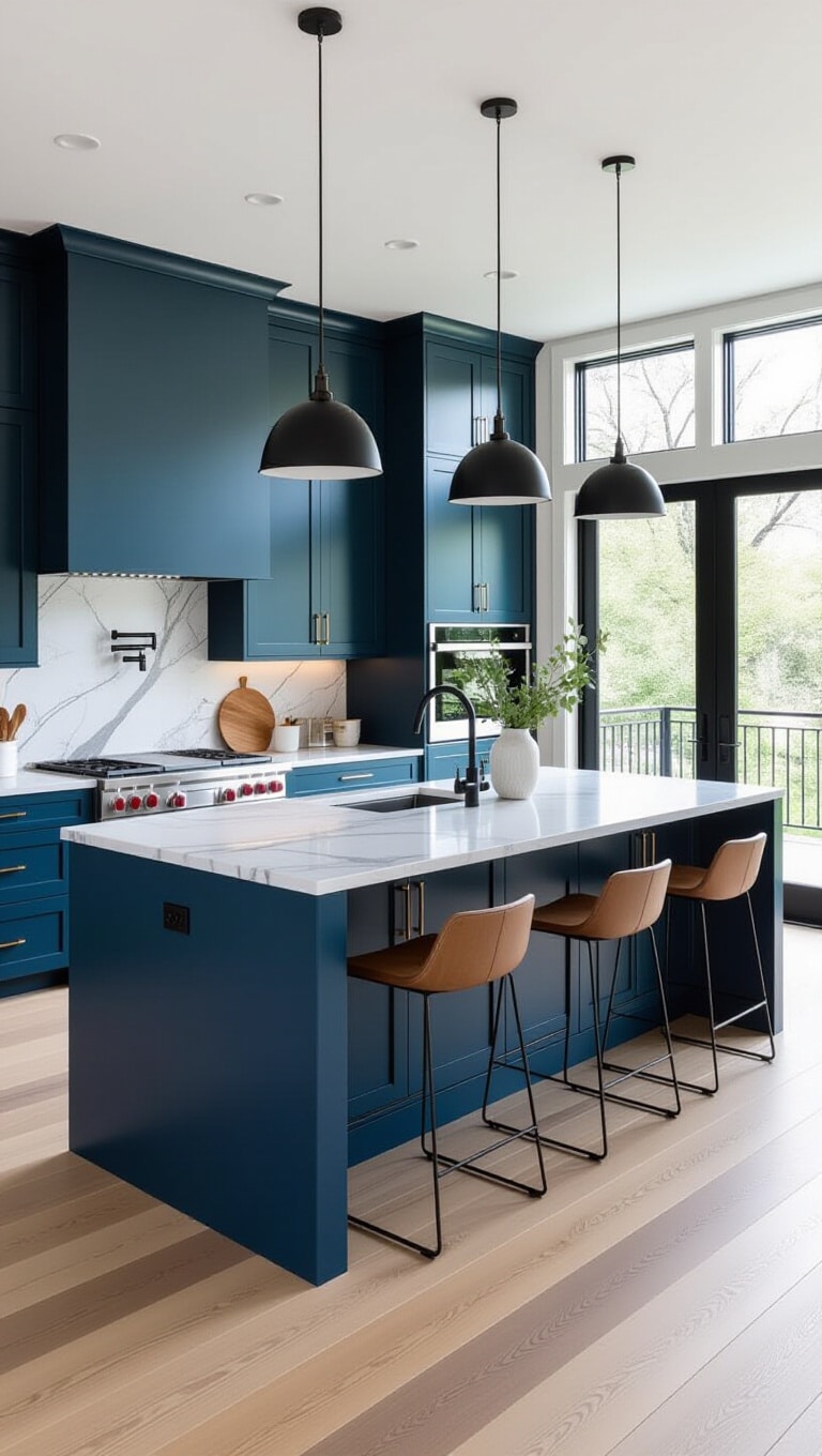 Contemporary Blue and Forest Green Kitchen
