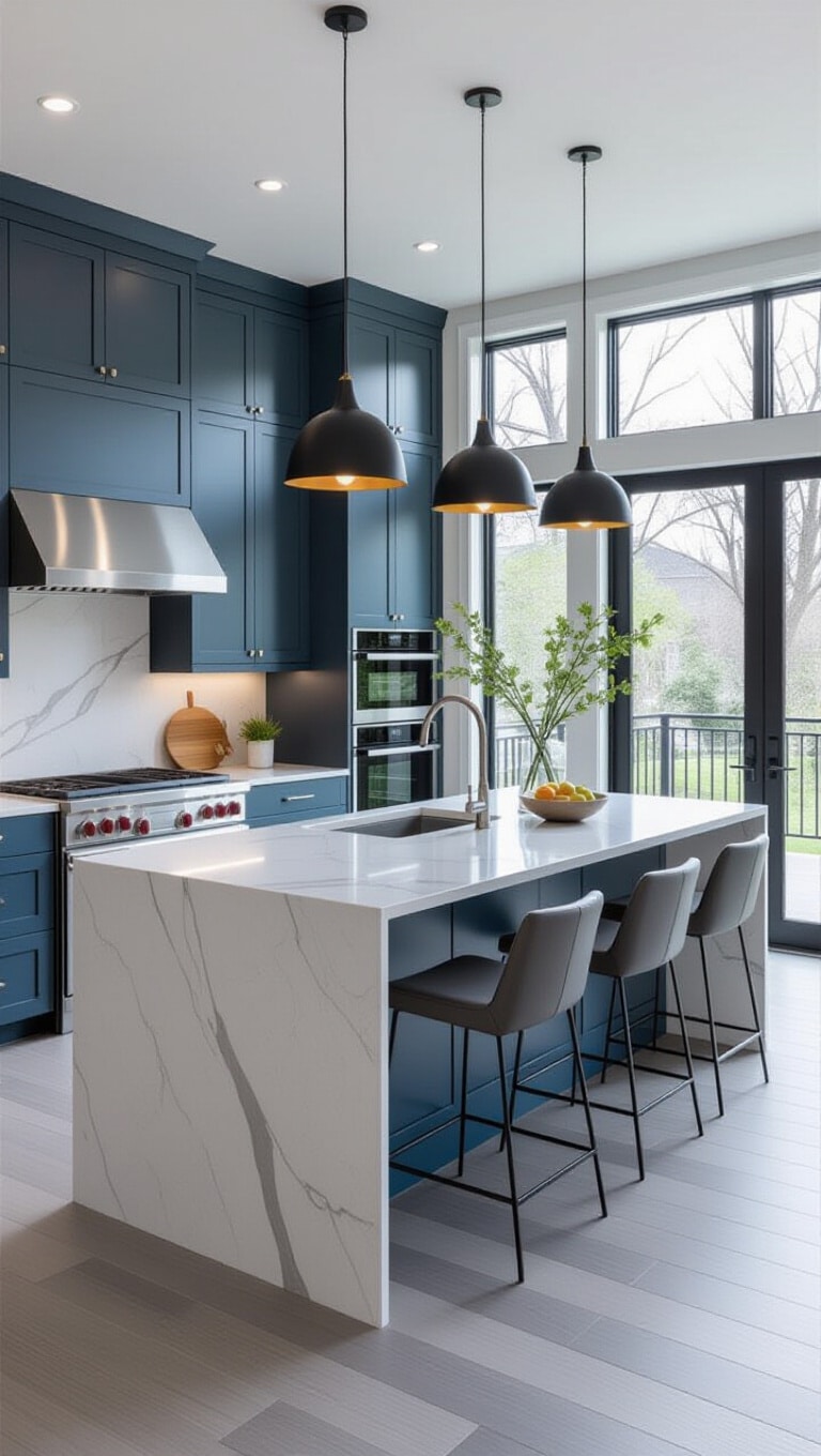 Contemporary Blue and Gray Kitchen
