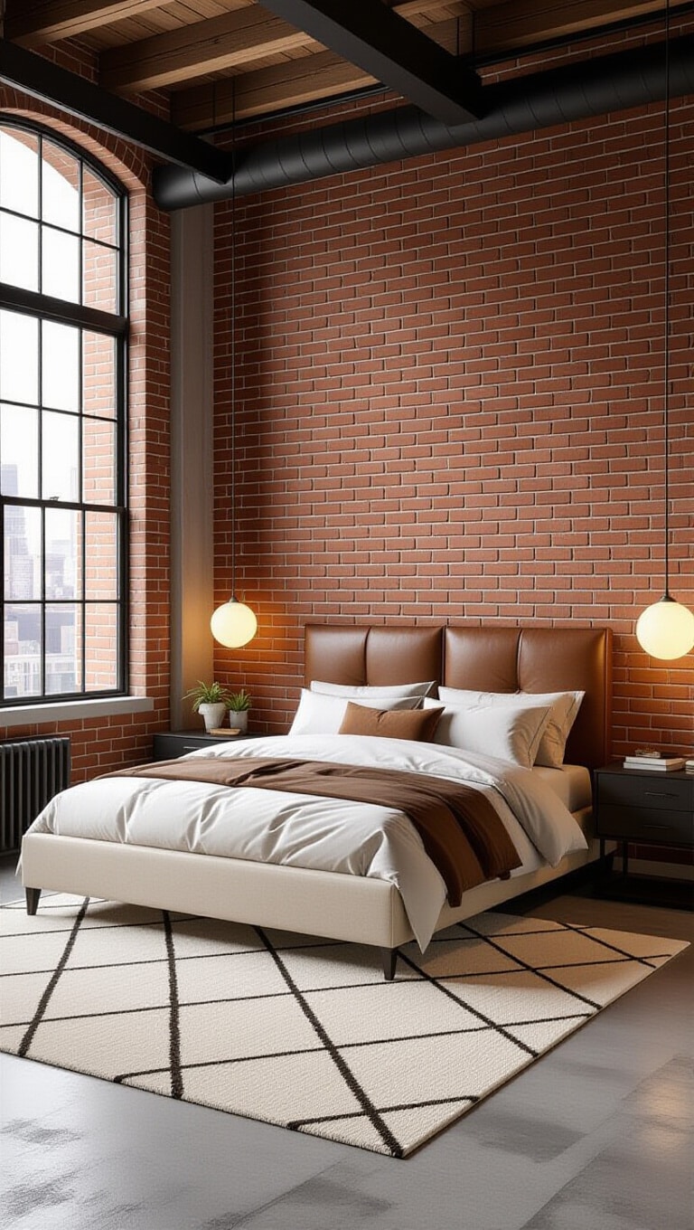 Contemporary Brown and Cream Urban Loft Bedroom