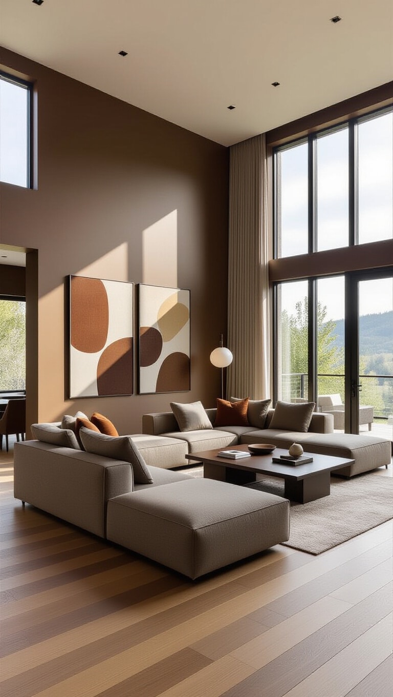 Contemporary Brown Earth Tone Living Room