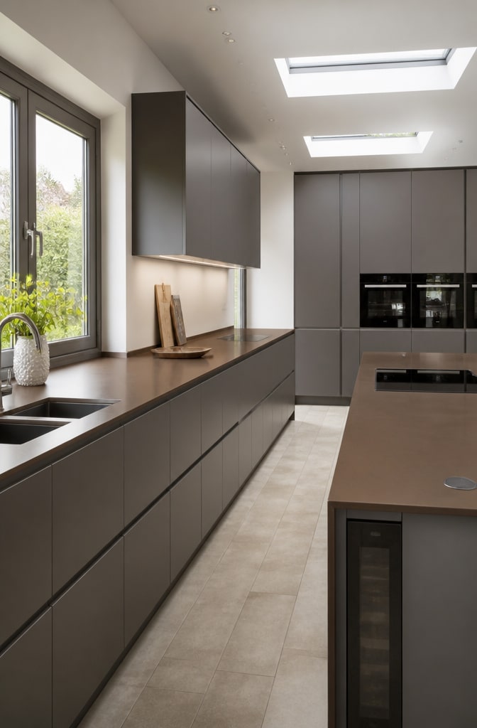 Contemporary Brown Solid Surface Countertops Kitchen