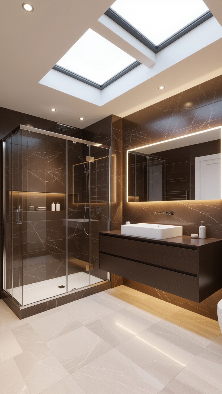 Contemporary Chocolate Brown Bathroom