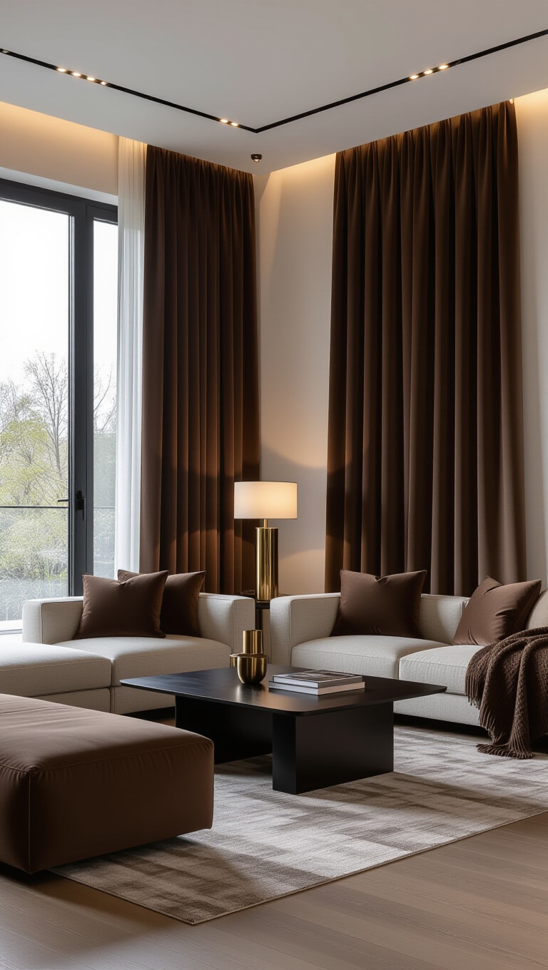 Contemporary Chocolate Brown Blackout Curtains