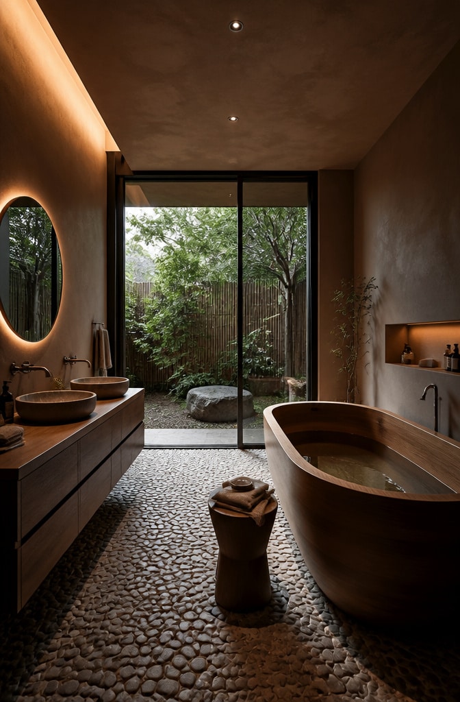 Contemporary Chocolate Brown Zen Bathroom