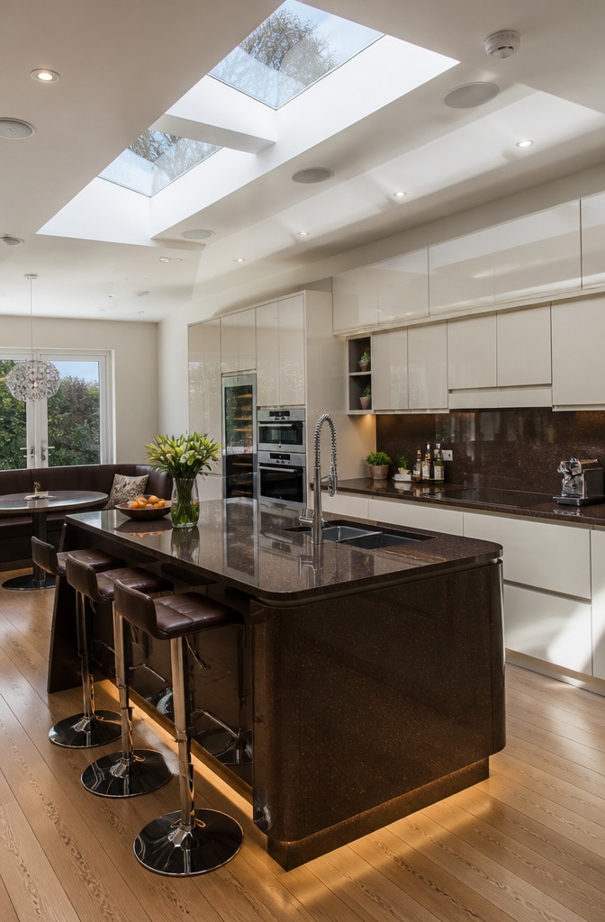 Contemporary Cream and Chocolate Brown Kitchen