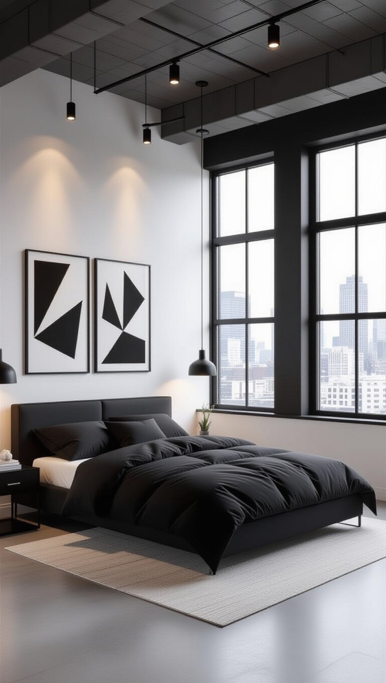 Contemporary Downtown Monochrome Bedroom