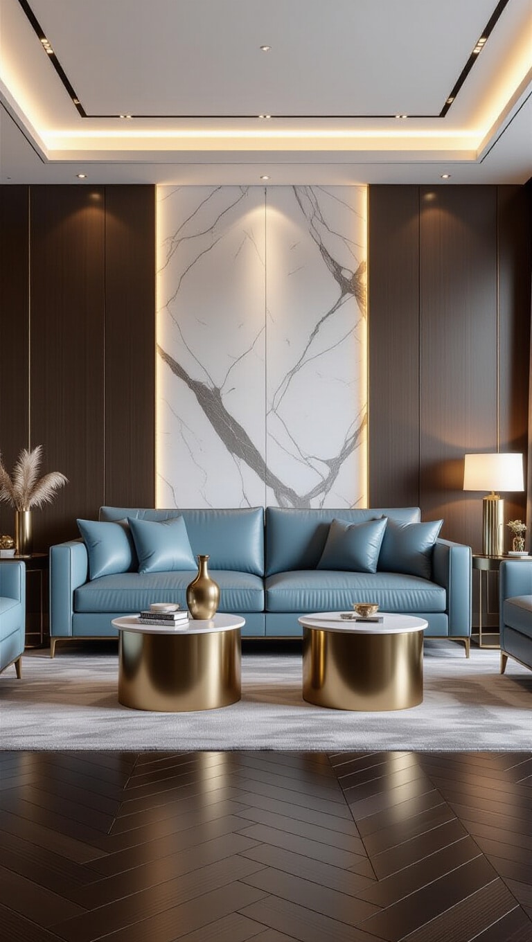 Contemporary Elegance Light Blue Couch Living Room