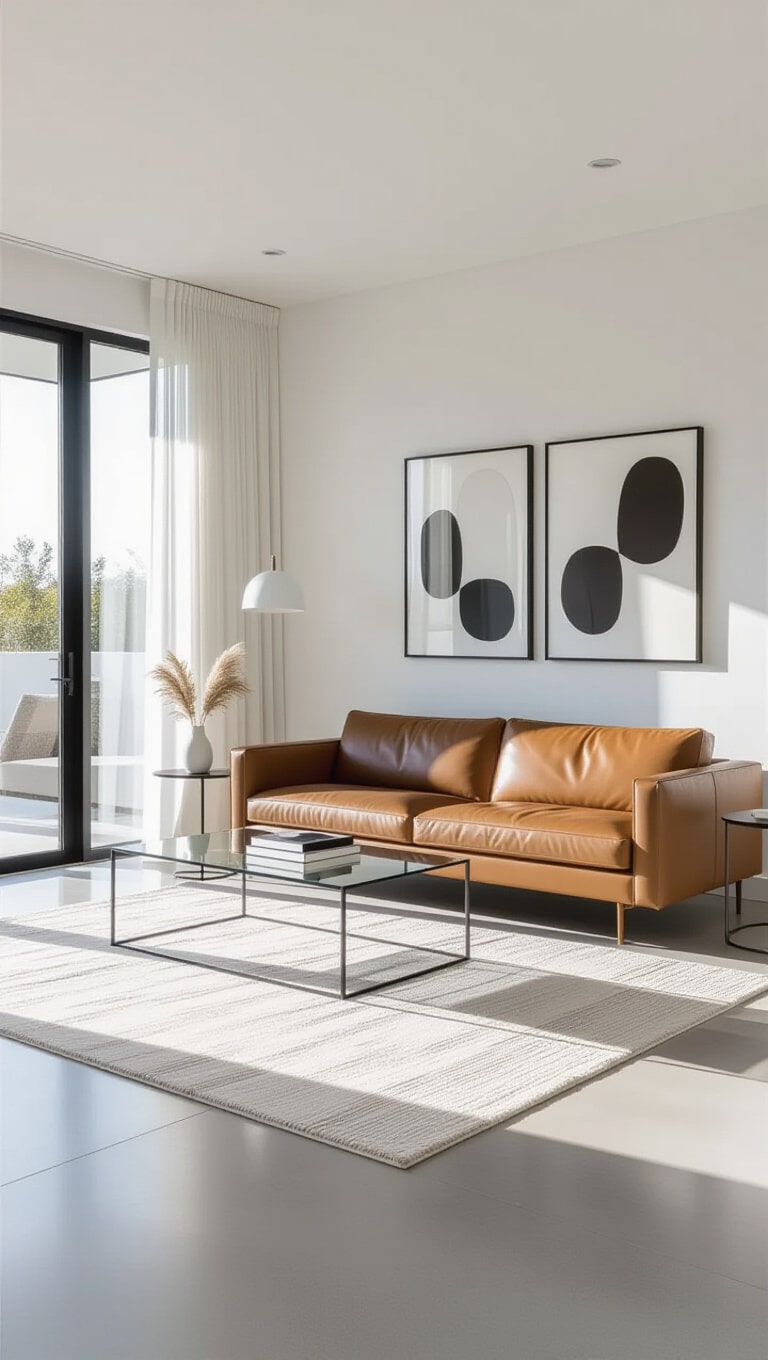 Contemporary Minimalist Brown Couch Living Room