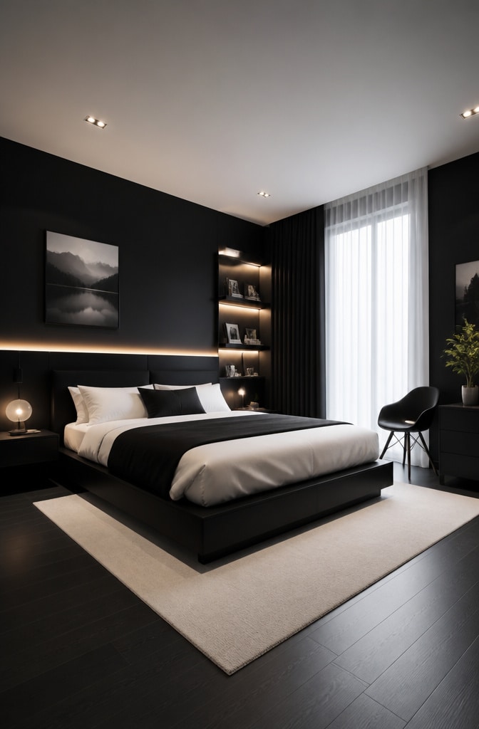 Contemporary Monochrome Small Bedroom