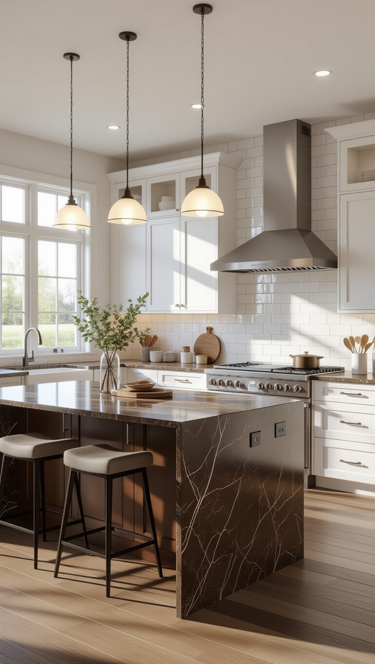 Contemporary Open-Concept Baltic Brown Kitchen