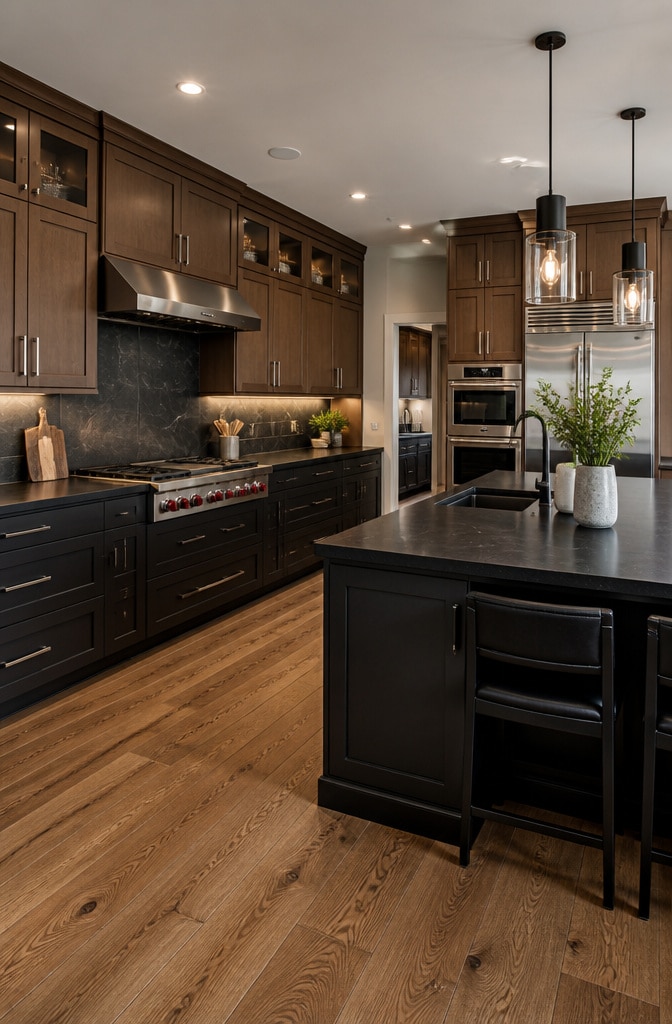 Contemporary Two-Tone Brown Painted Kitchen Cabinets
