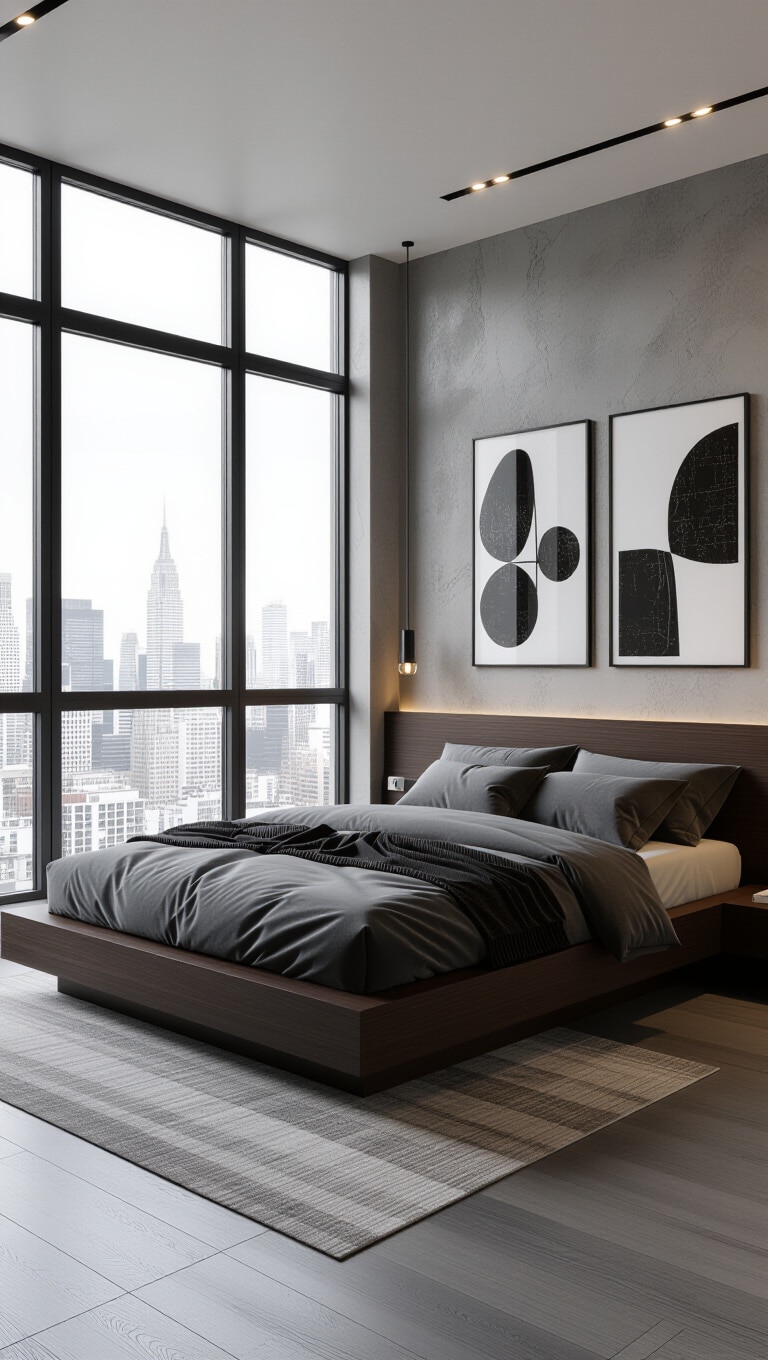 Contemporary Urban Dark Brown Bed Frame Bedroom