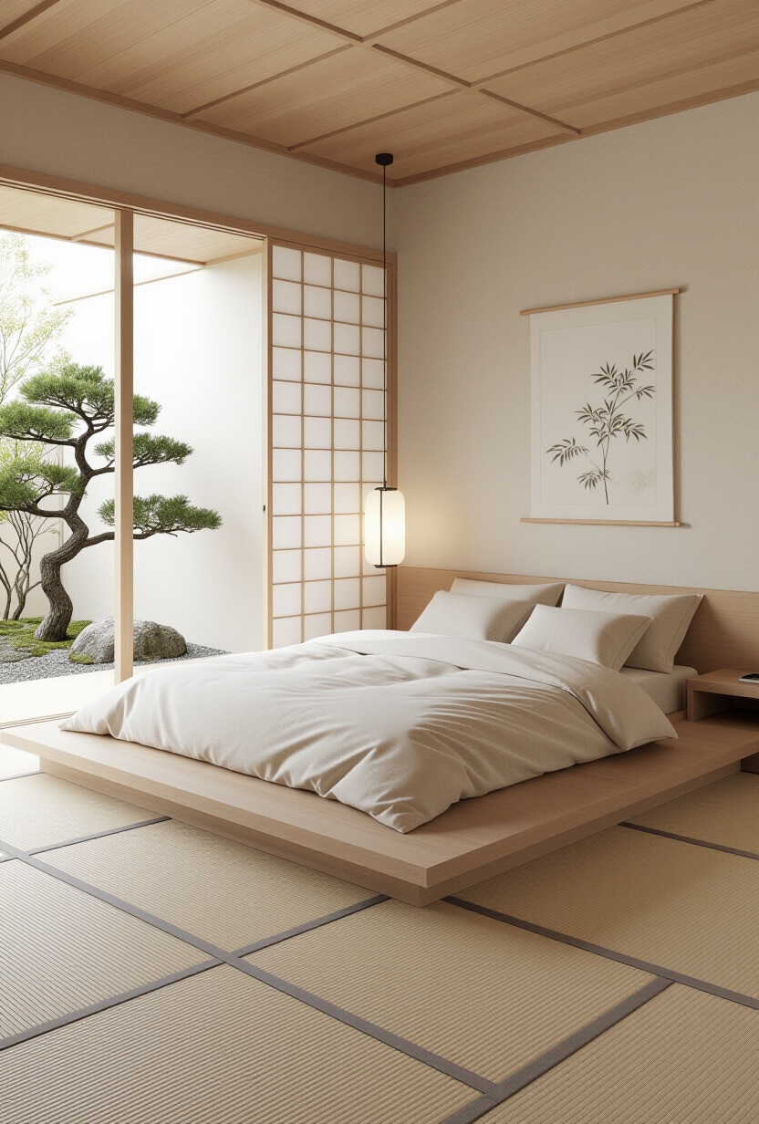 Contemporary Zen Cream and Beige Bedroom