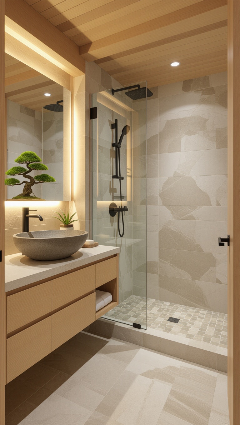 Contemporary Zen Guest Bathroom