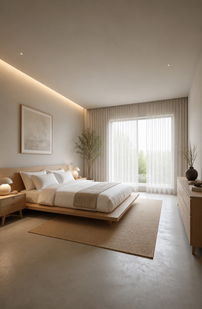 Contemporary Zen Minimalist Bedroom Layout