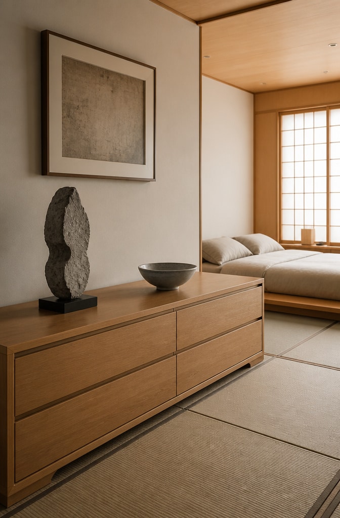 Contemporary Zen Minimalist Dresser Decor Bedroom