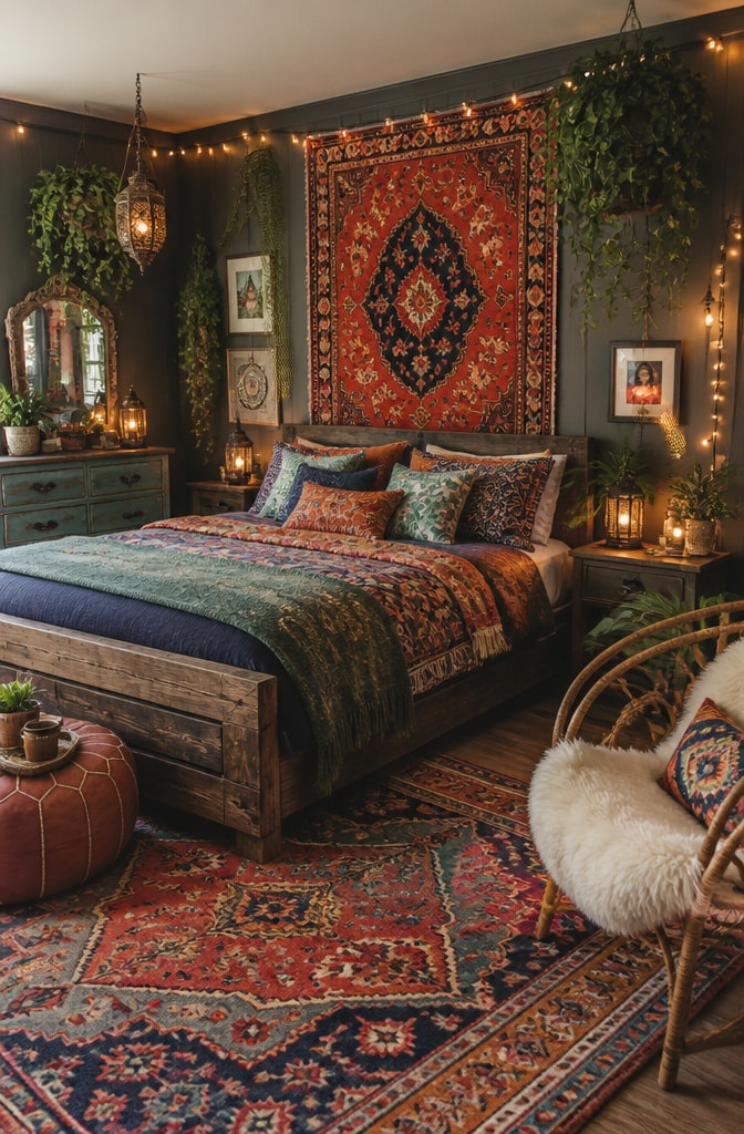 Cozy Bohemian Bedroom Arrangement