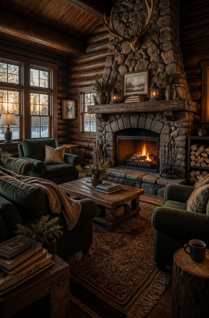 Cozy Cabin Brown and Green Space