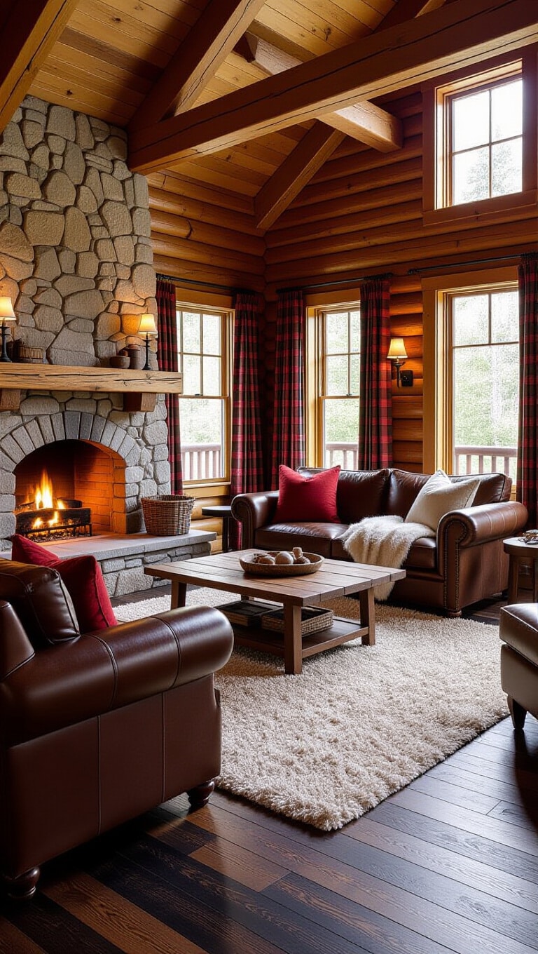 Cozy Cabin Brown Rug Living Room